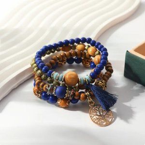 🍏50% OFF/3+...4-piece Set of Bohemian Style Tree Of Life Charm Bracelets (Navy)